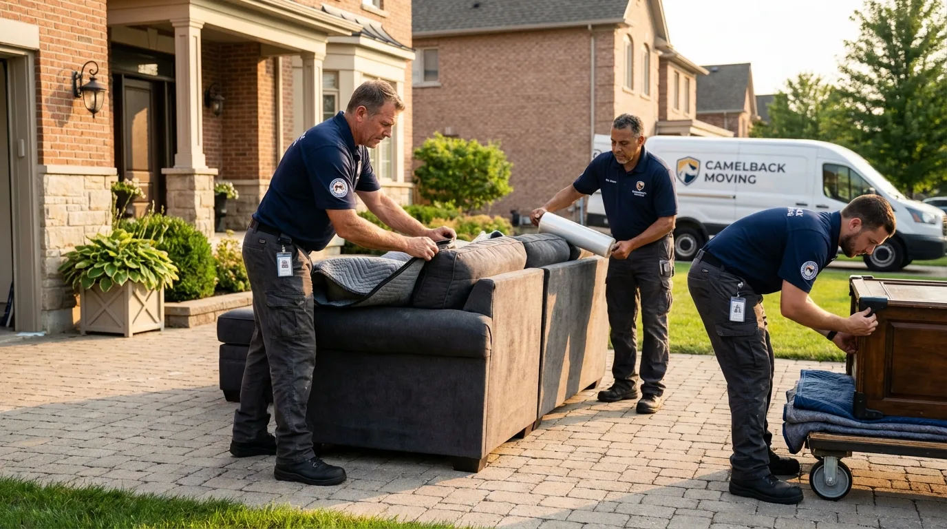 Large estate moving crew wrapping furniture in Wright, WY